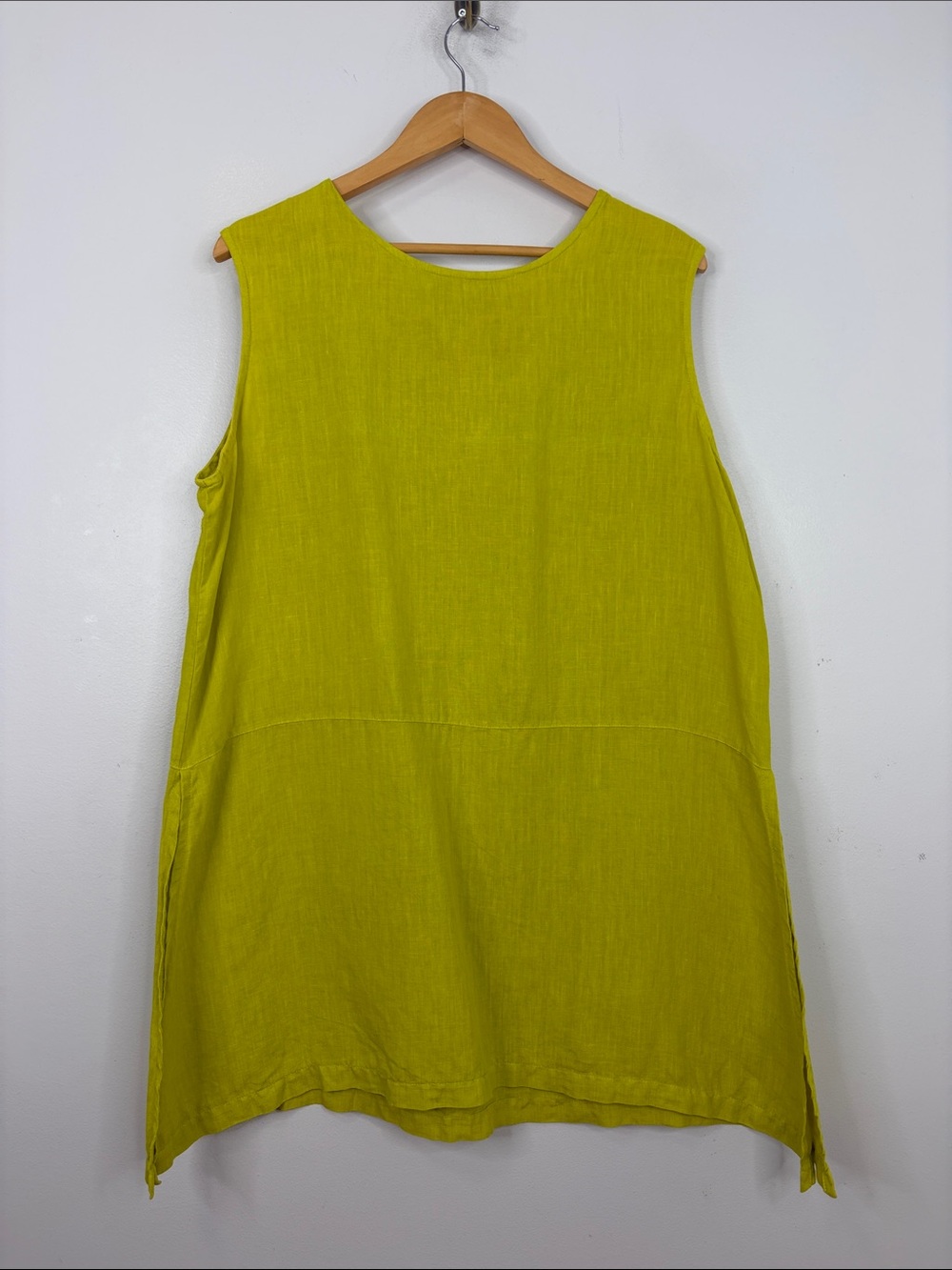 Bryn Walker Tunic Womens XL Chartreuse Green Linen Sleeveless Top Loose Relaxed